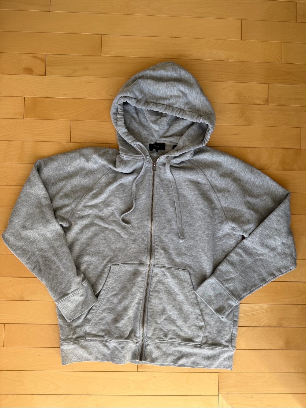 VINCE heather gray French terry full-zip raglan hoodie size medium